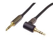PremiumCord HQ stíněný kabel stereo Jack 3.5mm - Jack 3.5mm zahnutý 90° 1,5m foto