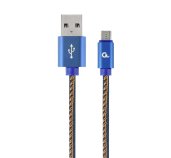 Gembird oplétaný denim USB-A/microUSB kabel 1m foto