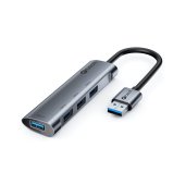 HUB USB C-tech UHB-U3-AL, 4x USB 3.2 Gen 1, hliníkové tělo foto