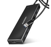 AXAGON HUE-F7A, 7x USB 3.2 Gen 1 ALU FLAT CHARGING hub, micro USB napájecí konektor, kabel USB-A 1m foto