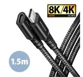 AXAGON BUCM32-CF15AB prodlužovací kabel USB-C (M) <-> USB-C (F), 1.5m, USB 20Gbps, PD 240W ALU oplet foto