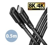 AXAGON BUCM32-CF05AB prodlužovací kabel USB-C (M) <-> USB-C (F), 0.5m, USB 20Gbps, PD 240W ALU oplet foto
