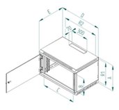 Nástěnný rozvaděč jednodílný 6U/395mm plech.dveře foto