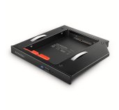 AXAGON RSS-CD12 rámeček pro 2.5” SSD/HDD do DVD slotu, 12.7 mm, LED, hliník foto