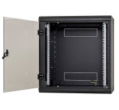 Nástěnný rack jednodílný 12U (š)600x(h)595 perforované dveře černý foto