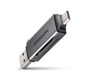 AXAGON CRE-DAC, USB-C + USB-A, 5 Gbps - MINI čtečka karet, 2-slot & lun SD/microSD, podpora UHS-I foto