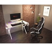 Genesis herní stůl Holm 320, RGB podsvícení, bílý, 120x60cm, 3xUSB 3.0, bezdrátová nabíječka foto
