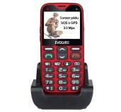 EVOLVEO EasyPhone XG, mobilní telefon pro seniory s nabíjecím stojánkem (červená barva) foto