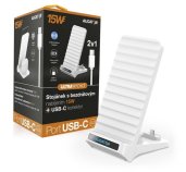 ALIGATOR Stojánek s bezdrátovým nabíjením 15W a USB-C konektorem, 2v1, bílý foto