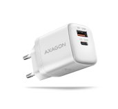 AXAGON ACU-PQ30W Sil nabíječka do sítě 30W, 2x port (USB-A + USB-C), PD3.0/PPS/QC4+/AFC/Apple, bílá foto