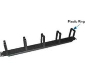 19” vyvazovací panel 1U 5x tvrdé plast. oko 3x6cm foto