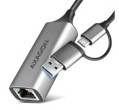 AXAGON ADE-TXCA, USB-C + USB-A 3.2 Gen 1 - Gigabit Ethernet síťová karta, Asix AX88179, auto instal foto