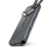 AXAGON HMC-5H8K, USB 5Gbps hub, 2x USB-A, USB-C, HDMI 8k/30Hz, PD 100W, kabel USB-C 15cm foto