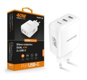 Chytrá síťová nabíječka ALIGATOR Power Delivery 40W, 2xUSB-C, bílá foto