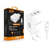 Chytrá síťová nabíječka ALIGATOR Power Delivery 40W, 2xUSB-C, USB-C/USB-C kabel, bílá foto