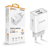 Chytrá síťová nabíječka ALIGATOR 2,4A, 2xUSB, smart IC, bílá foto