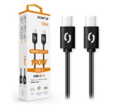 Datový kabel ALIGATOR POWER 100W, USB-C/USB-C 5A, 1,5m černý foto