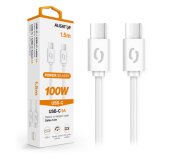 Datový kabel ALIGATOR POWER 100W, USB-C/USB-C 5A, 1,5m bílý foto
