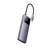 Baseus hub Series 2 USB 6v1 (USB-C/HDMI4K60Hz/USB-C(10Gbps)/USB-A(10Gbps)/RJ45/USB-C(PD) šedý foto