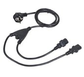 Kabel C-TECH síťový  1,8m 220/230V napájecí, rozdvojka Y, VDE foto