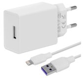 OBAL:ME Cestovní Nabíječka USB-A 10W + USB-A/Lightning Kabel 1m White foto