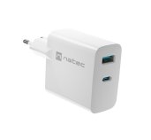 UUniverzální USB nabíječka Natec RIBERA GaN 1X USB-A + 1X USB-C 65W, Bílá foto