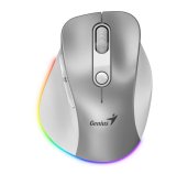 Genius Ergo 9000S Pro/Ergonomická/Optická/Pro praváky/2 400 DPI/Bezdrátová USB + Bluetooth/Stříbrná foto