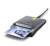 AXAGON CRE-SM3T, USB-A FlatReader čtečka kontaktních karet Smart card (eObčanka), kabel 1.3m foto