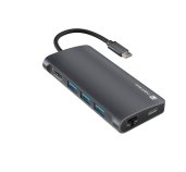 Natec multiport adaptér FOWLER 2 3X USB 3.0 HUB, HDMI 4K, USB-C, RJ45, SD, MICRO SD foto