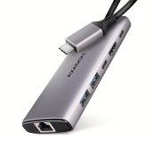 AXAGON HMC-6G2L, USB 10Gb/s hub, 2x USB-A, 1x USB-C, HDMI 4k/60, RJ-45, PD 100W, kabel USB-C 15cm foto