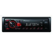 Pioneer MVH-230 autorádio s USB a Bluetooth s integrovaným mikrofonem červené foto