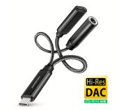 AXAGON ADA-HCPD, USB-C na 3.5mm jack - Hi-Res DAC audio adaptér, 384kHz/32bit, stereo, PD 60W 3A foto