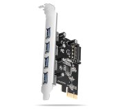AXAGON PCEU-430RS, PCIe řadič, 4x USB 5Gbps port, SATA napájení, Renesas PD720201, SP foto