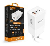 Aligator nabíječka PD65W, 2USB-C, 1xUSB-A, bílá foto