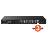 Tenda TEG1128P-24-250W PoE+ Gigabit switch 24x 1Gb/s PoE+ 802.3af/at + 2x SFP + 2x RJ45, 230W, Rack foto