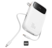 Baseus power banka Qpow 10000mAh 30W bílá s USB-C kabelem foto