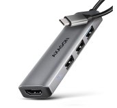 AXAGON HMC-H3A, USB 5Gbps hub, 3x USB-A, HDMI 4k/30Hz, kabel USB-C 15cm foto