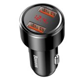 Baseus nabíječka do auta Magic 2x USB 45W 6A s displejem černá foto