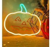 Dekorativní LED neon Dýně oranžovo zelená foto