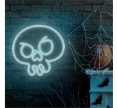 Dekorativní LED neon Lebka tyrkysová foto