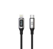 Datový kabel s LCD Forever USB-C/Lightning 1m 27W černý foto