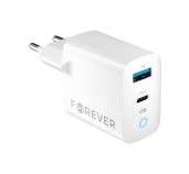 Rychlonabíječka do sítě Forever GaN TC-06-65AC PD QC 1x USB-C 1x USB 65W bílá foto