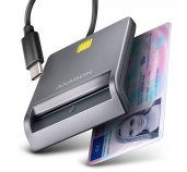 AXAGON CRE-SM3TC, USB-C FlatReader čtečka kontaktních karet Smart card (eObčanka), kabel 1.2m foto