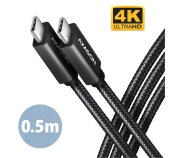 AXAGON BUCM32-CM05AB, SPEED+ kabel USB-C <-> USB-C, 0.5m, USB 20Gbps, PD 100W 5A, 4K HD, ALU, oplet foto