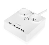 Nabíjecí stanice Huslog 12W 2xzásuvka, 4xUSB bílá foto