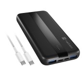 Power banka Natec TREVI SLIM Q V2 10000mAh, 2X USB-A 18W, 1X USB-C 20W, USB-C - USB0-C kabel, černá foto