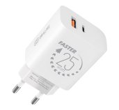 OBAL:ME Cestovní Nabíječka USB-A + USB-C 25W White foto