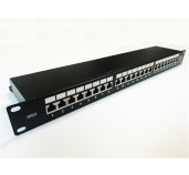 Patch panel 24p.Cat6A STP 1U osazený černý foto