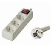 Prodlužovací přívod 230V, 2m, 3 zásuvky + vypínač foto