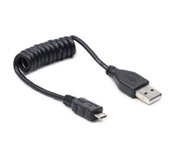 Kabel USB A Male/Micro B Male, 0.6m,kroucený,černý foto